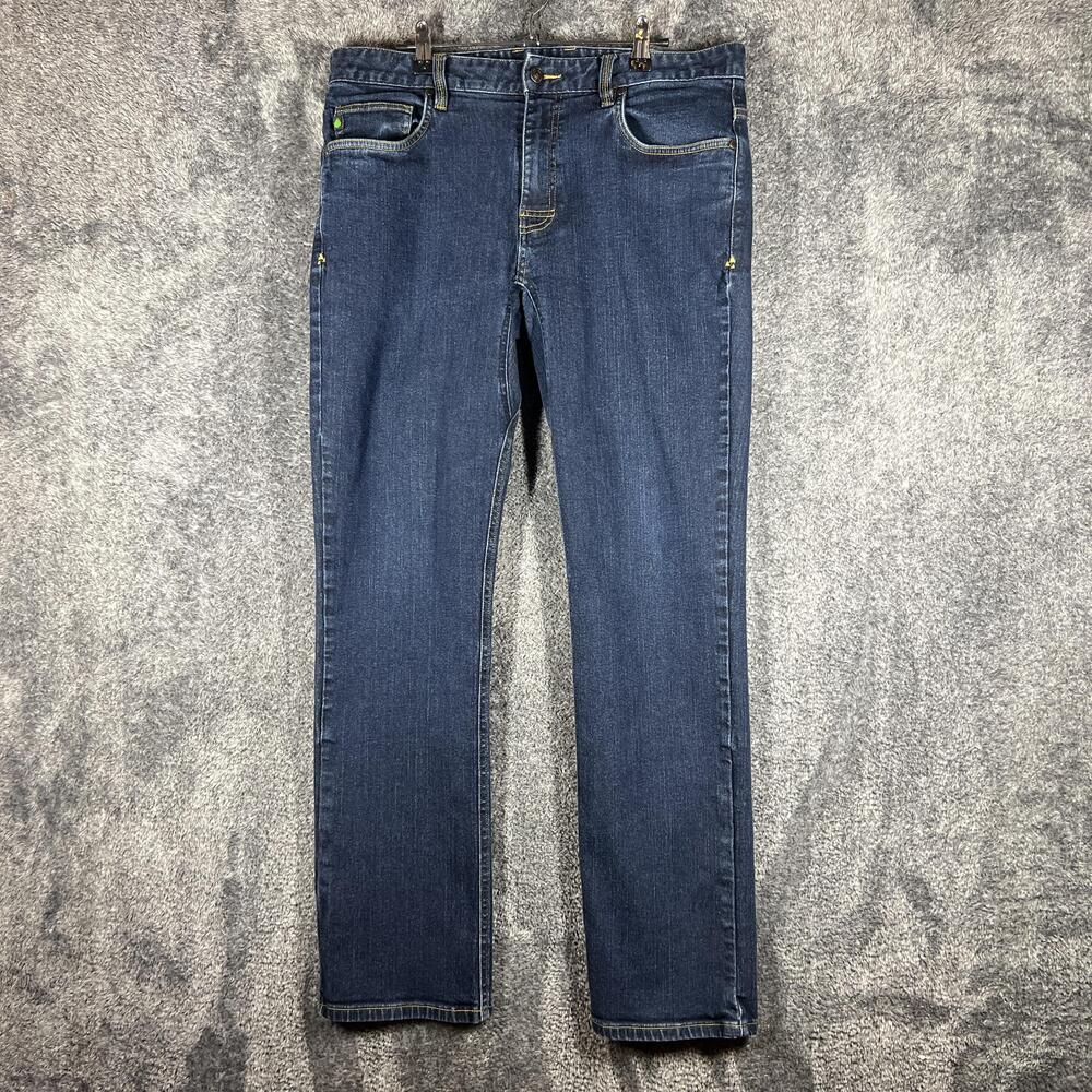 Stio Jeans Mens 35x31 Blue Dark Wash Straight Regular Fit Pockets Logo